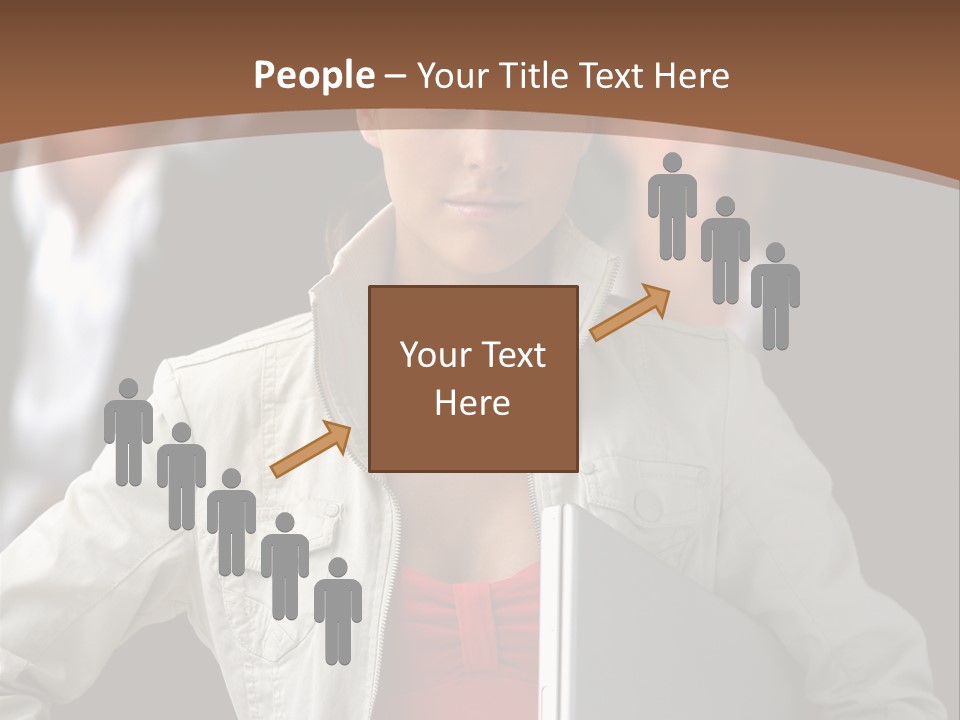 A Woman Holding A Laptop In Front Of A Group Of People PowerPoint Template