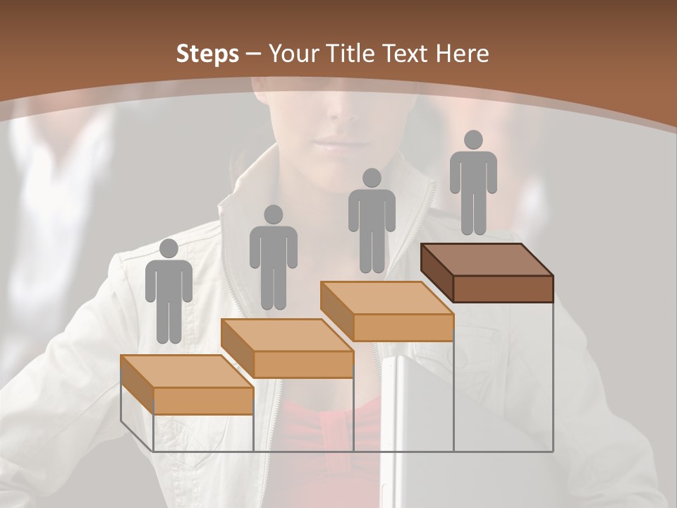 A Woman Holding A Laptop In Front Of A Group Of People PowerPoint Template