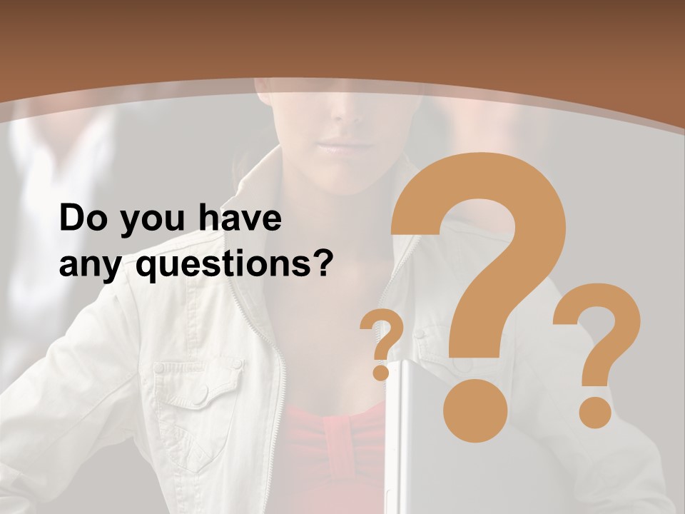 A Woman Holding A Laptop In Front Of A Group Of People PowerPoint Template