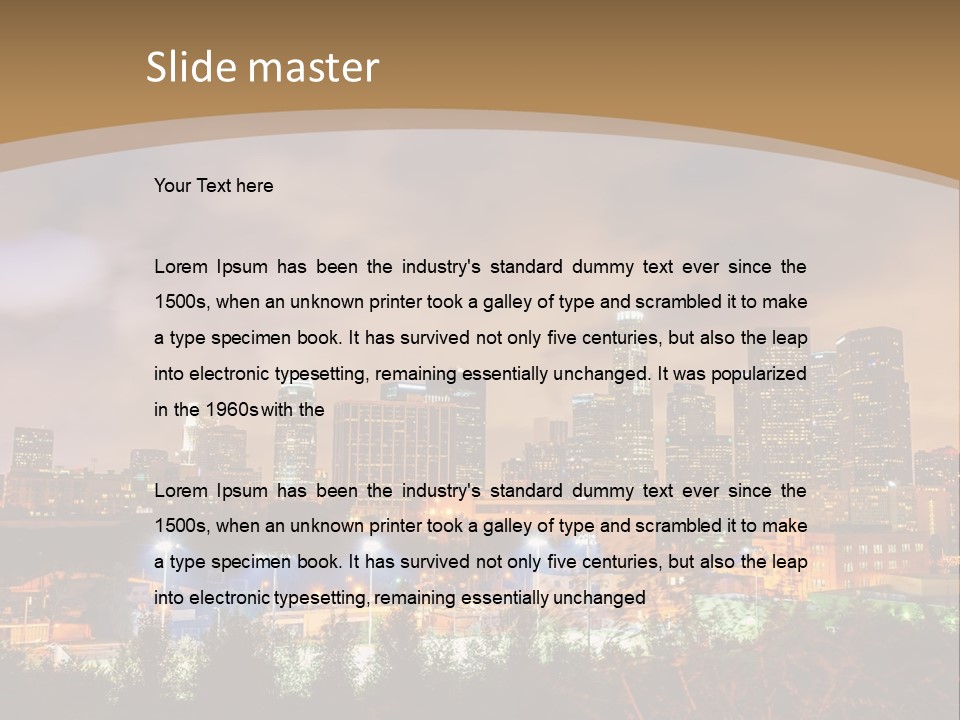 A Picture Of A City At Night With Clouds In The Sky PowerPoint Template