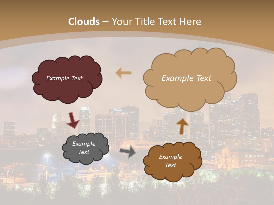 A Picture Of A City At Night With Clouds In The Sky PowerPoint Template