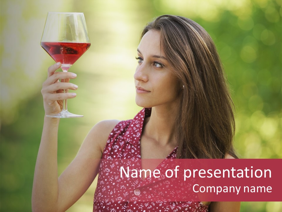 Wine Glass Bright Eyes French Culture PowerPoint Template