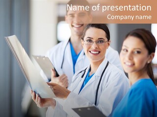 A Group Of Doctors Standing Next To Each Other PowerPoint Template