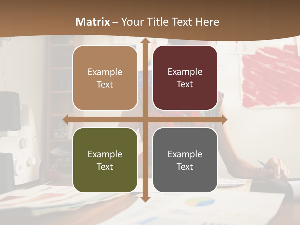 A Woman Sitting At A Desk Writing On A Piece Of Paper PowerPoint Template