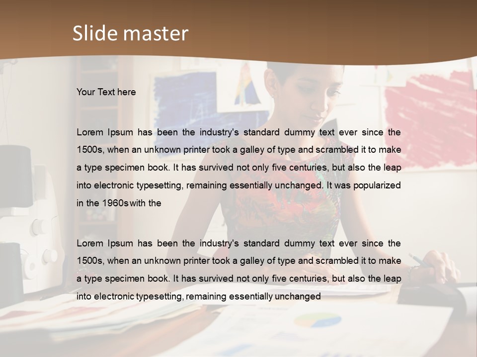 A Woman Sitting At A Desk Writing On A Piece Of Paper PowerPoint Template