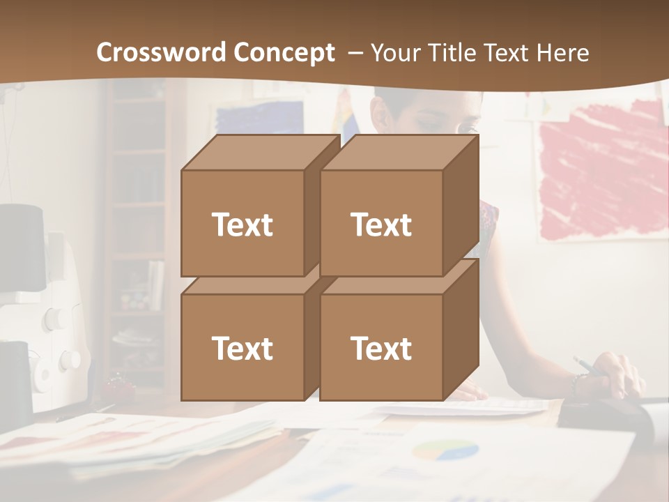 A Woman Sitting At A Desk Writing On A Piece Of Paper PowerPoint Template