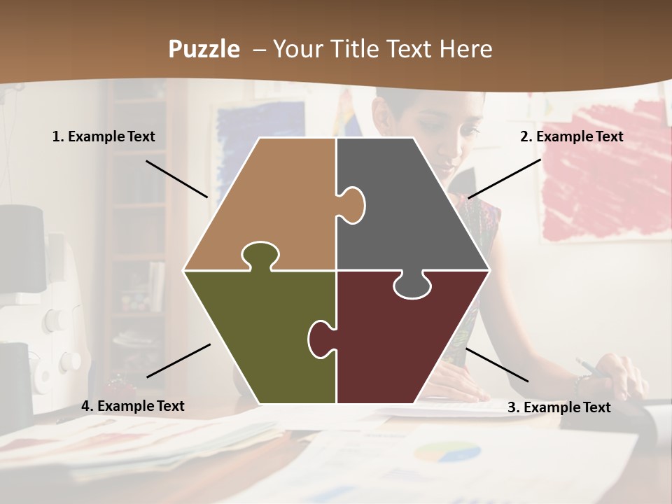 A Woman Sitting At A Desk Writing On A Piece Of Paper PowerPoint Template