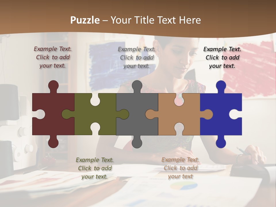 A Woman Sitting At A Desk Writing On A Piece Of Paper PowerPoint Template