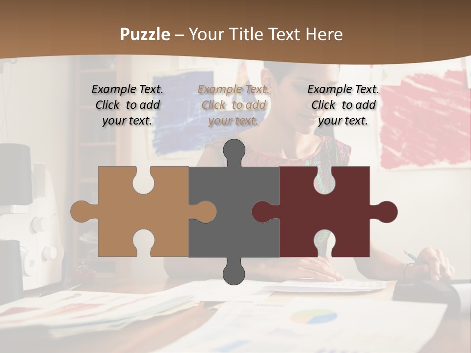 A Woman Sitting At A Desk Writing On A Piece Of Paper PowerPoint Template