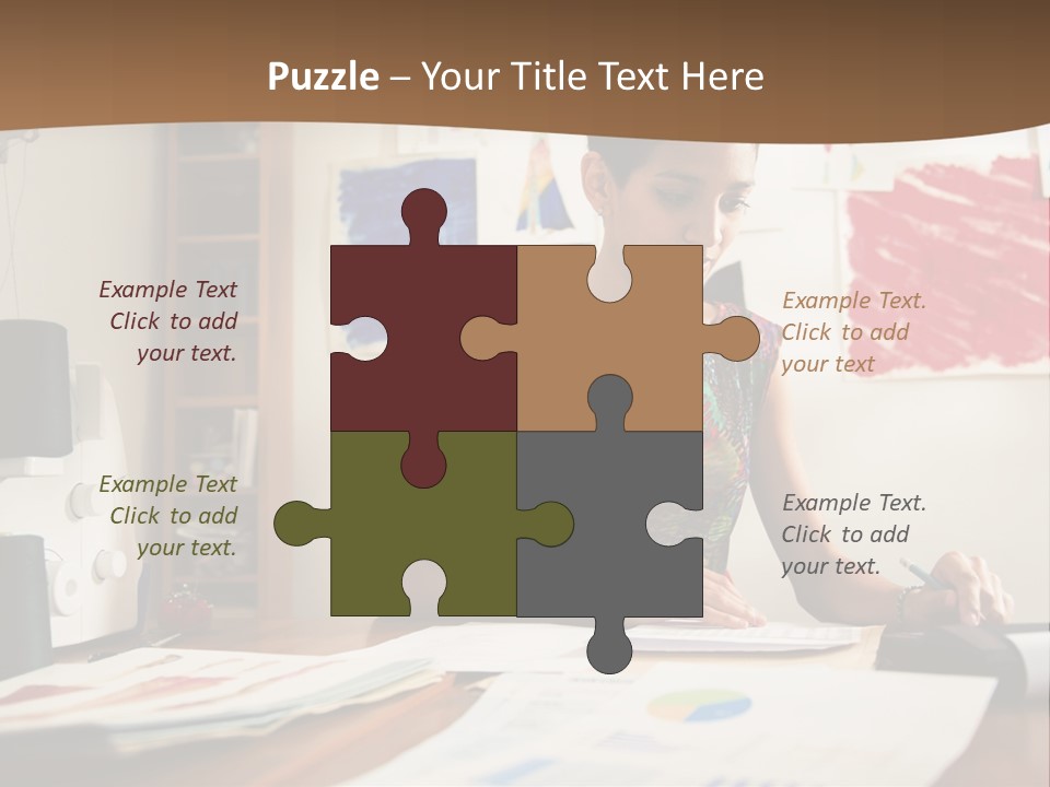 A Woman Sitting At A Desk Writing On A Piece Of Paper PowerPoint Template