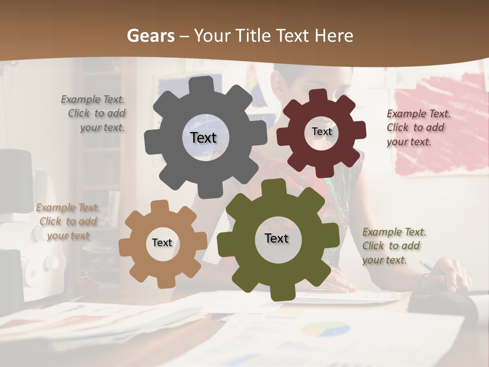 A Woman Sitting At A Desk Writing On A Piece Of Paper PowerPoint Template