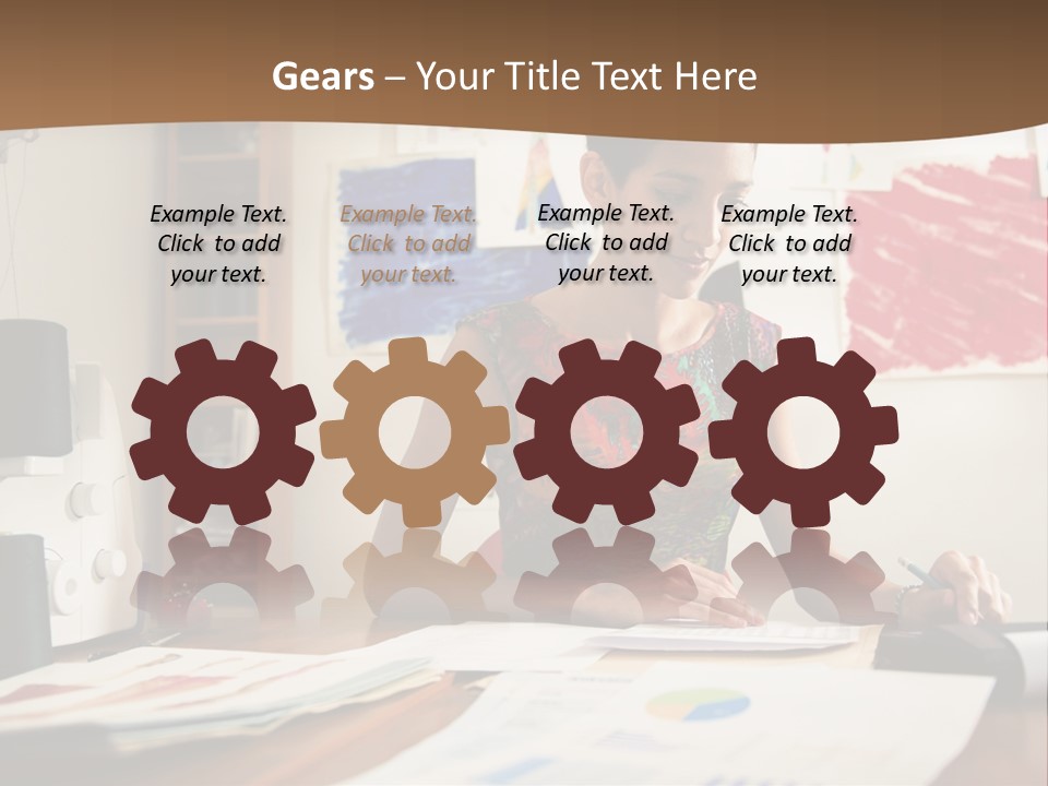 A Woman Sitting At A Desk Writing On A Piece Of Paper PowerPoint Template