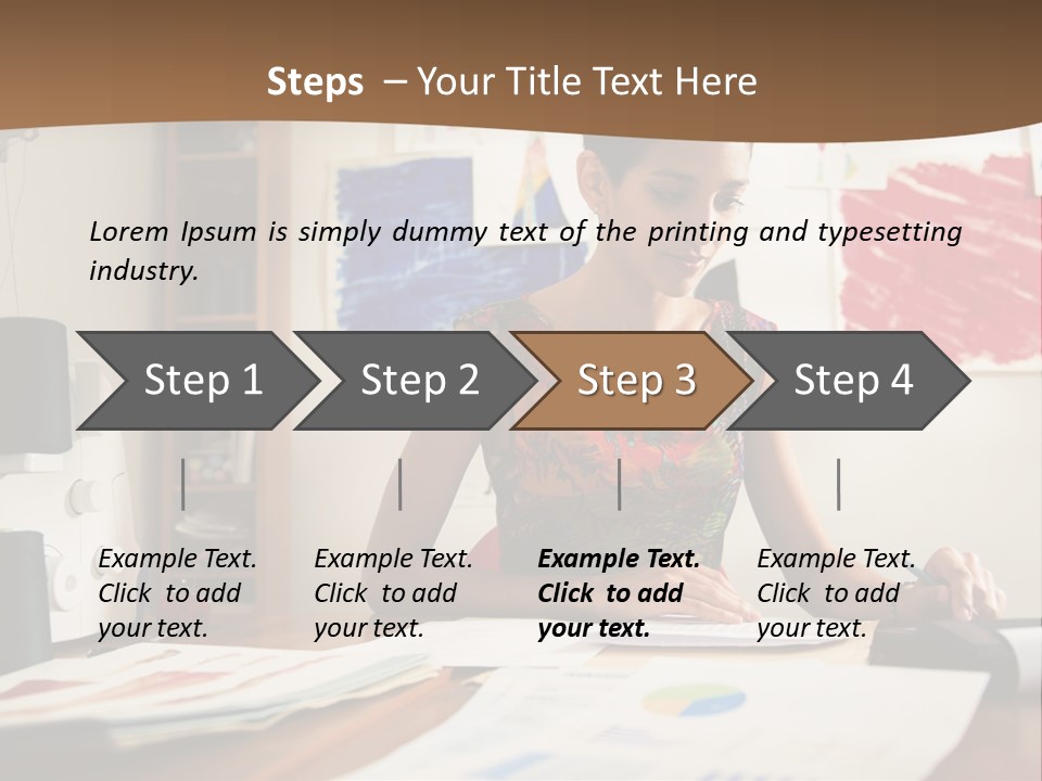 A Woman Sitting At A Desk Writing On A Piece Of Paper PowerPoint Template