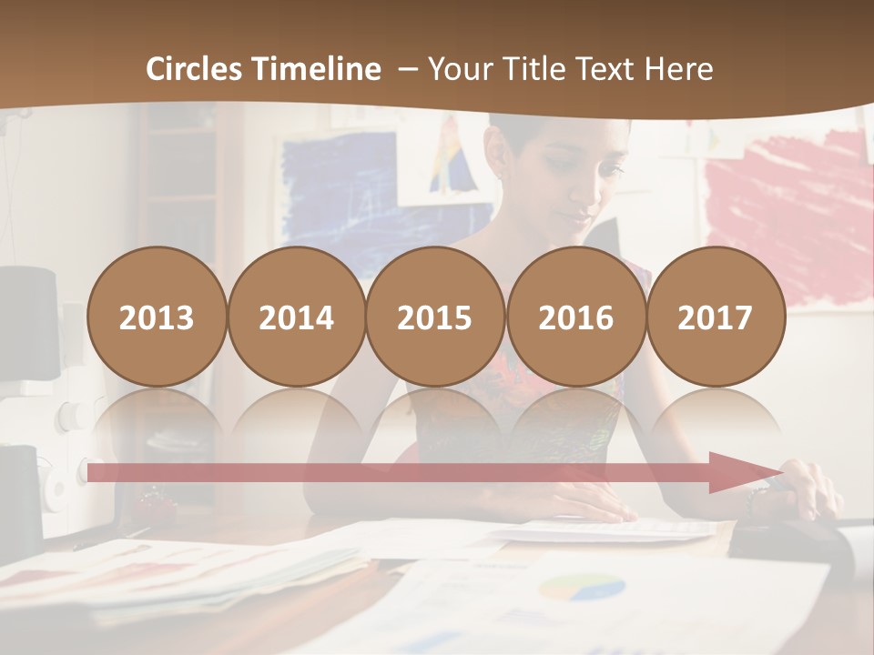 A Woman Sitting At A Desk Writing On A Piece Of Paper PowerPoint Template