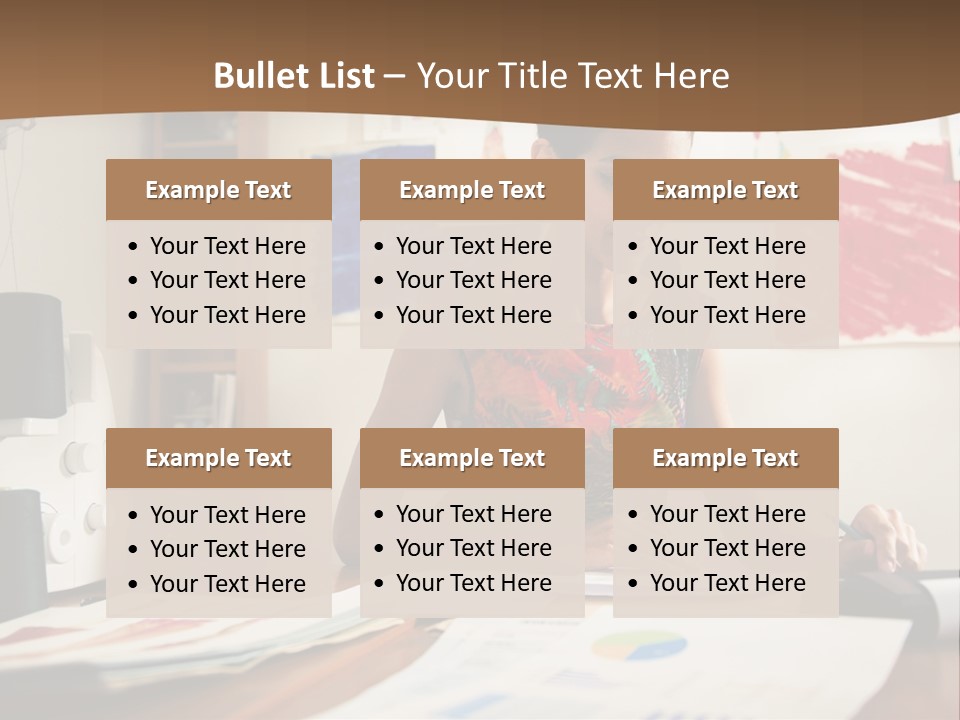 A Woman Sitting At A Desk Writing On A Piece Of Paper PowerPoint Template