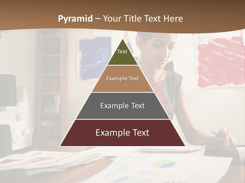 A Woman Sitting At A Desk Writing On A Piece Of Paper PowerPoint Template