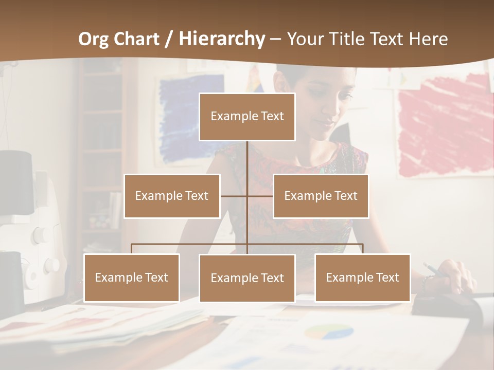 A Woman Sitting At A Desk Writing On A Piece Of Paper PowerPoint Template