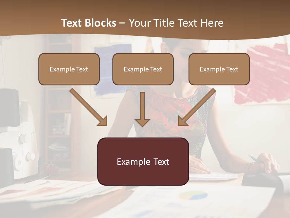 A Woman Sitting At A Desk Writing On A Piece Of Paper PowerPoint Template