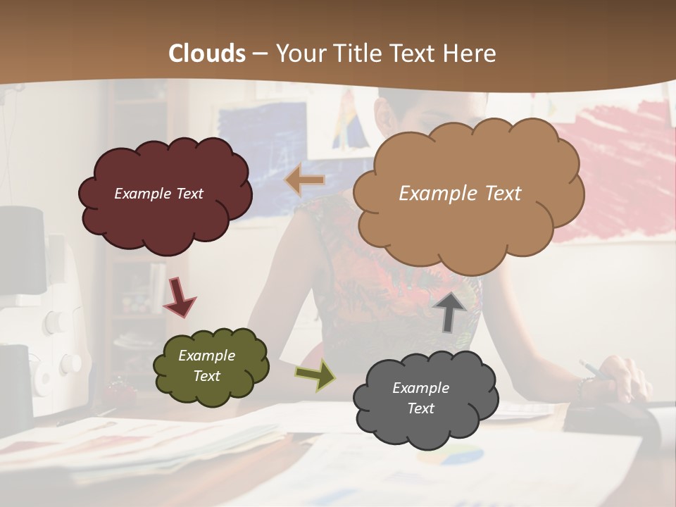A Woman Sitting At A Desk Writing On A Piece Of Paper PowerPoint Template