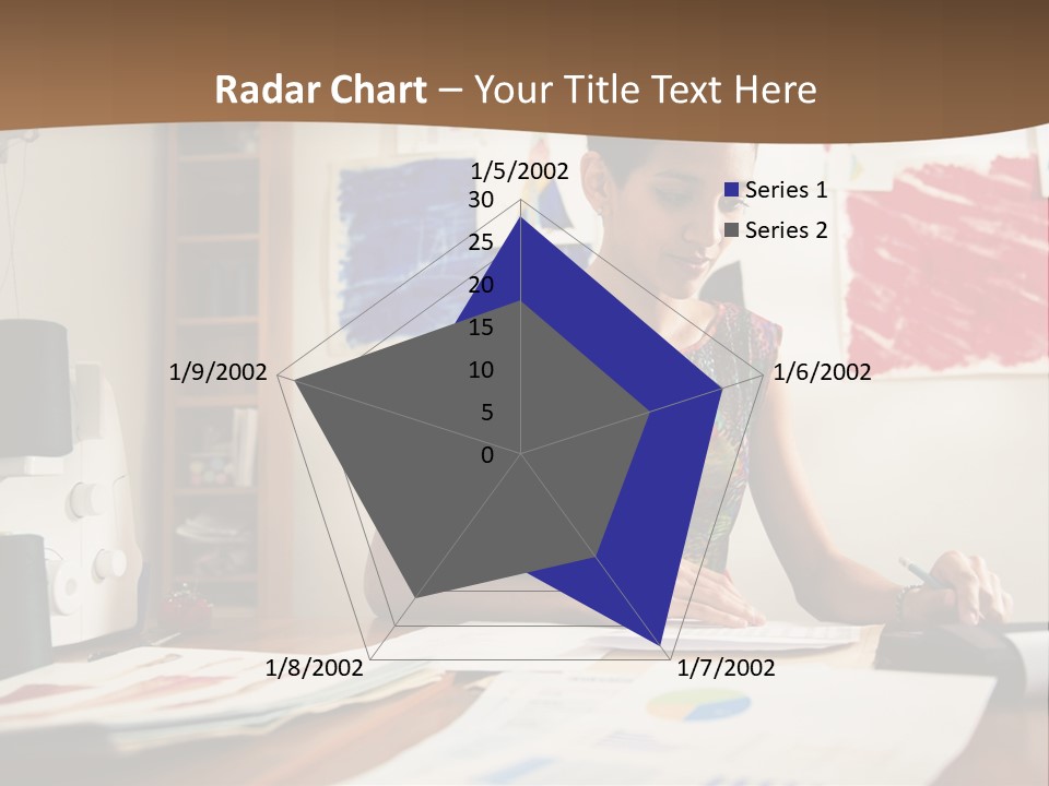 A Woman Sitting At A Desk Writing On A Piece Of Paper PowerPoint Template