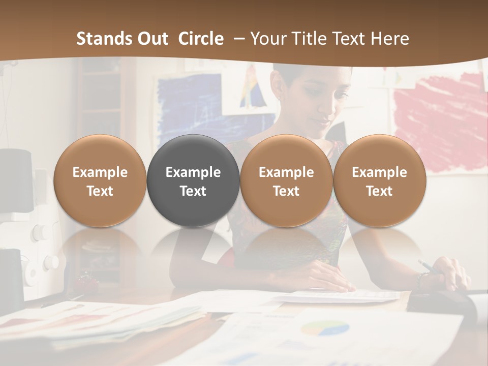 A Woman Sitting At A Desk Writing On A Piece Of Paper PowerPoint Template