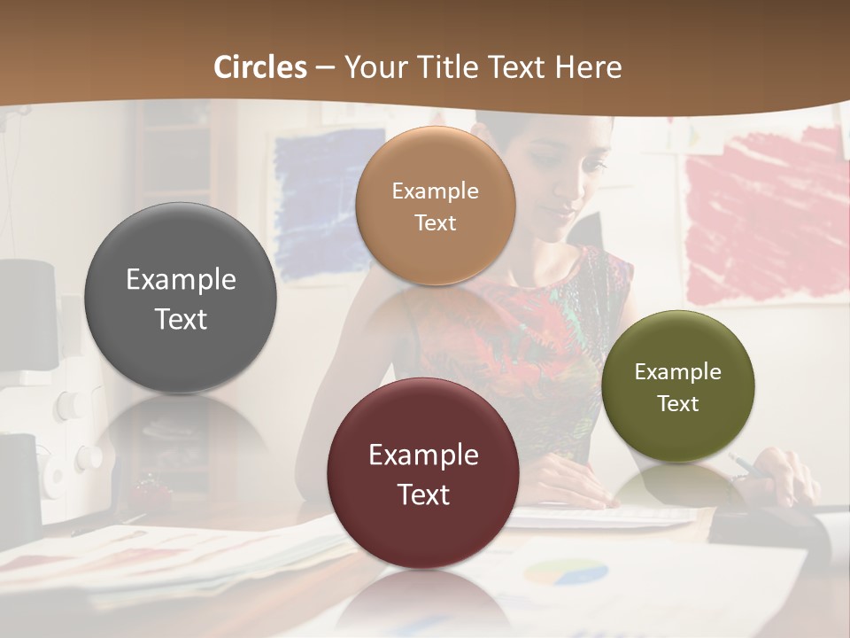 A Woman Sitting At A Desk Writing On A Piece Of Paper PowerPoint Template