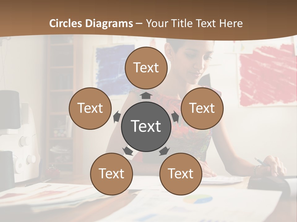 A Woman Sitting At A Desk Writing On A Piece Of Paper PowerPoint Template