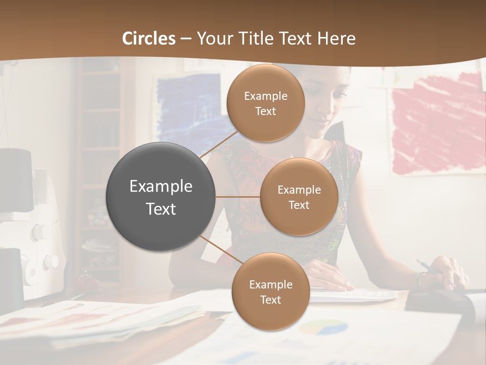 A Woman Sitting At A Desk Writing On A Piece Of Paper PowerPoint Template