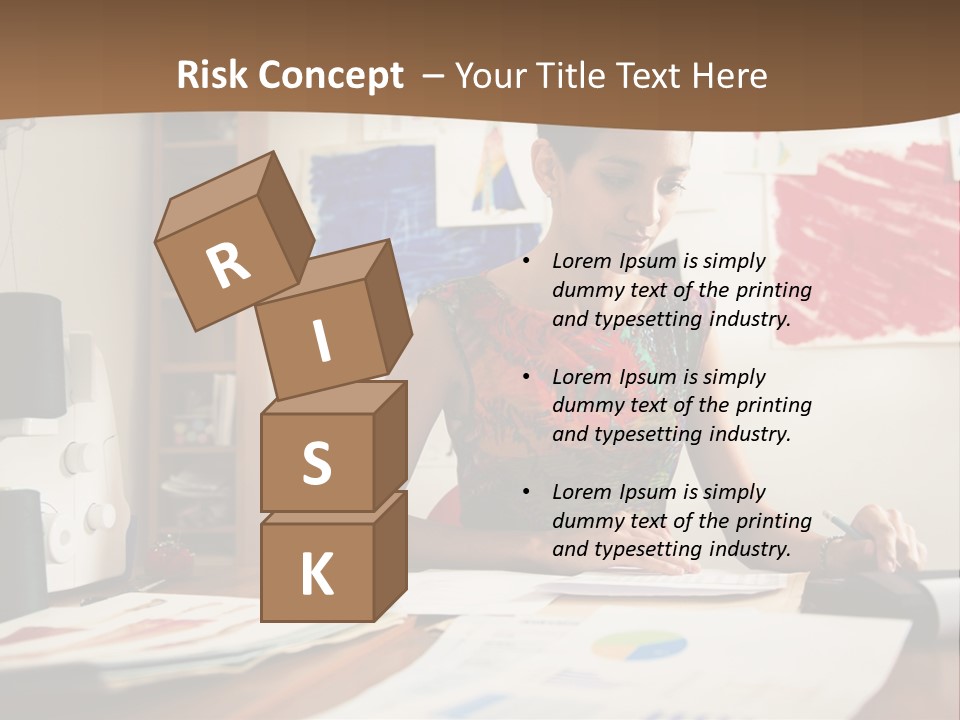 A Woman Sitting At A Desk Writing On A Piece Of Paper PowerPoint Template