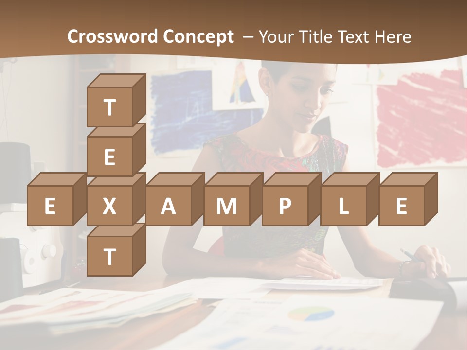 A Woman Sitting At A Desk Writing On A Piece Of Paper PowerPoint Template