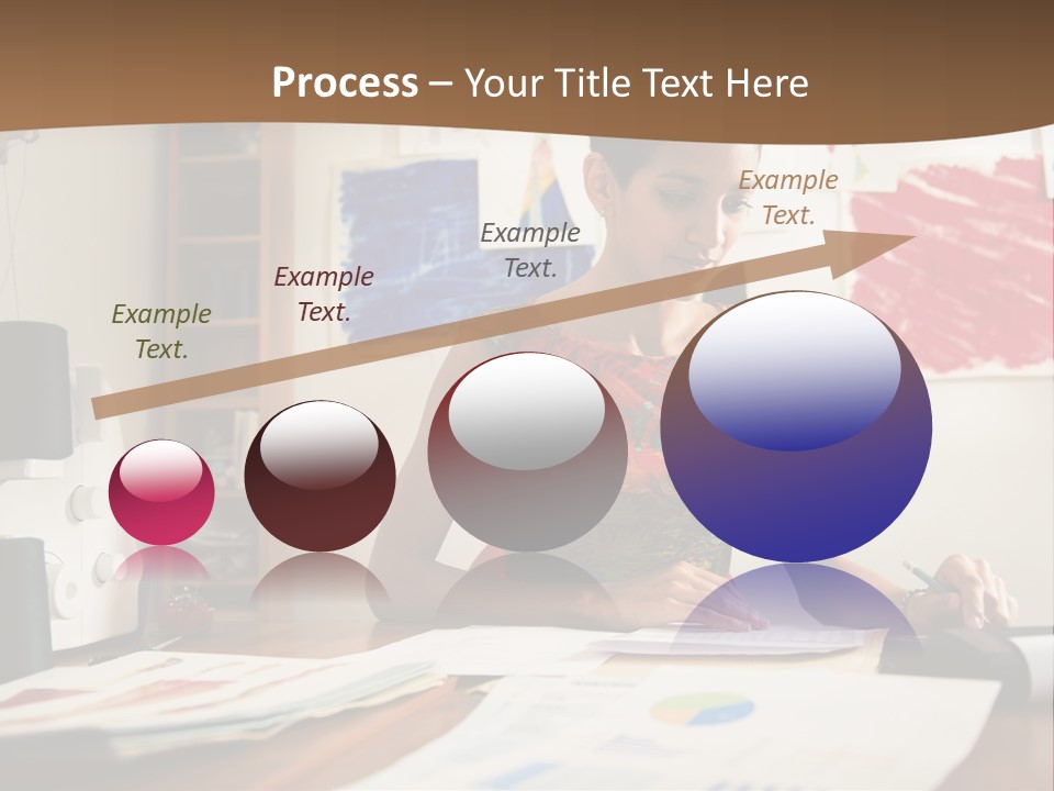 A Woman Sitting At A Desk Writing On A Piece Of Paper PowerPoint Template