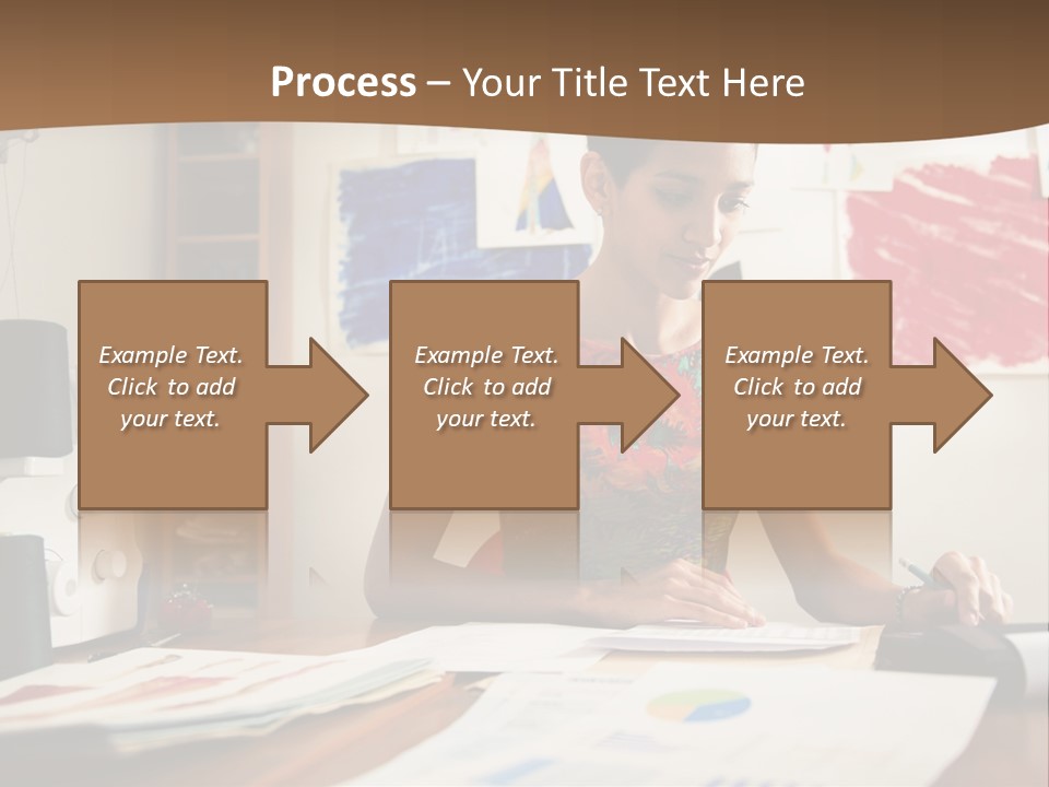 A Woman Sitting At A Desk Writing On A Piece Of Paper PowerPoint Template