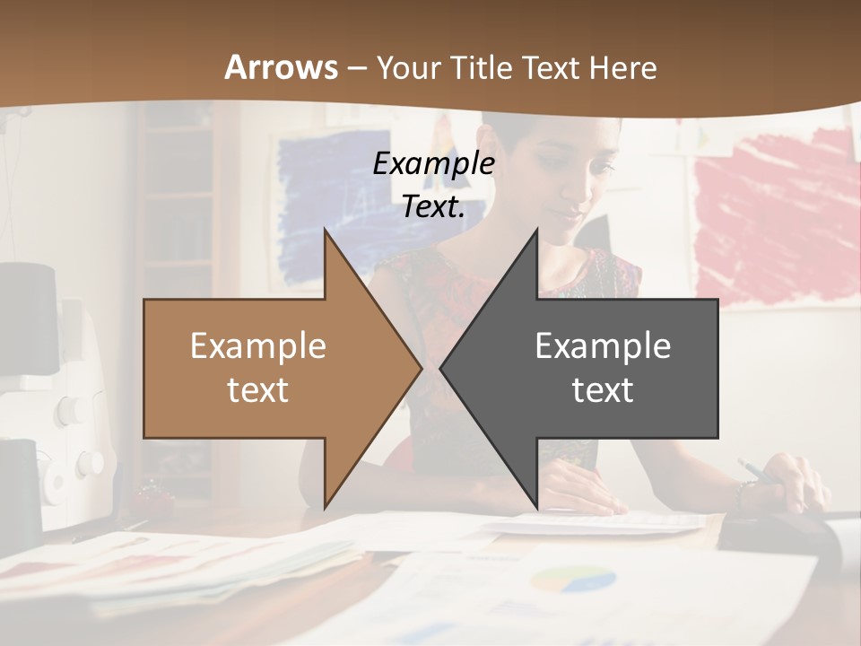 A Woman Sitting At A Desk Writing On A Piece Of Paper PowerPoint Template
