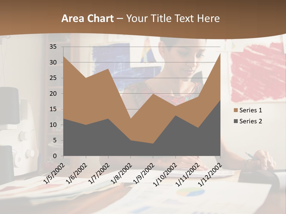 A Woman Sitting At A Desk Writing On A Piece Of Paper PowerPoint Template