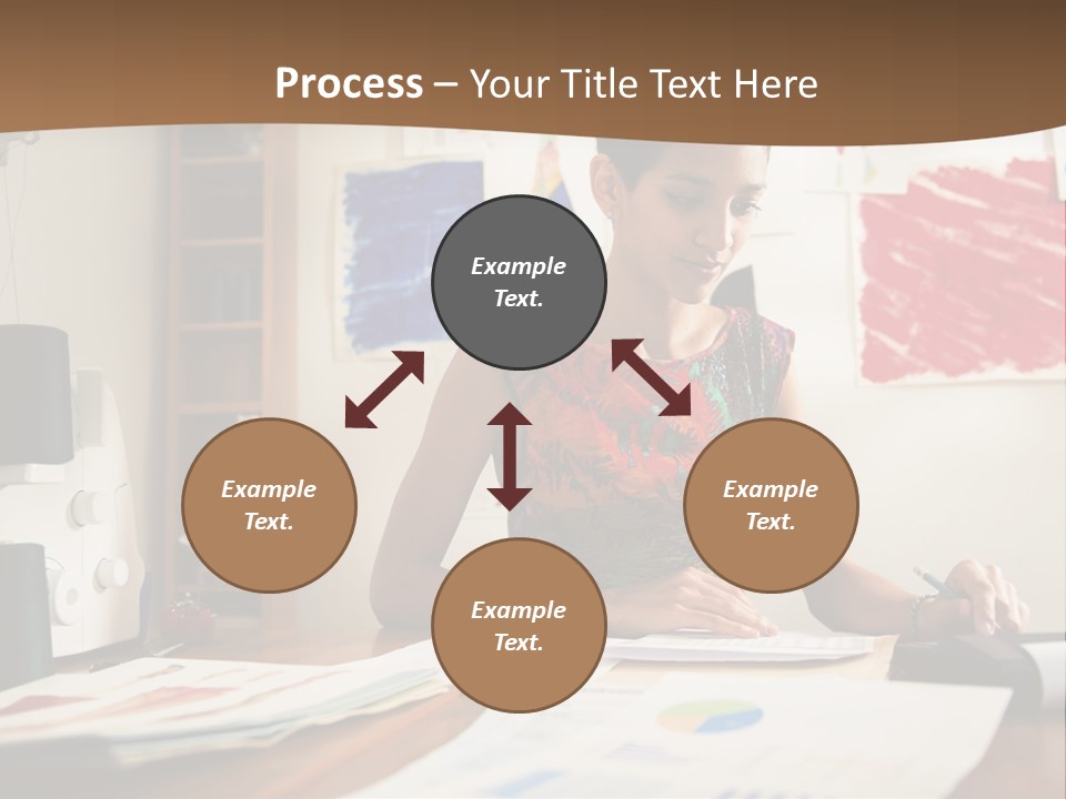 A Woman Sitting At A Desk Writing On A Piece Of Paper PowerPoint Template