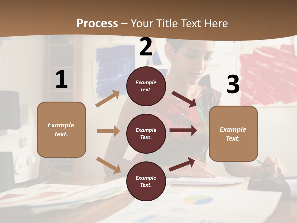 A Woman Sitting At A Desk Writing On A Piece Of Paper PowerPoint Template