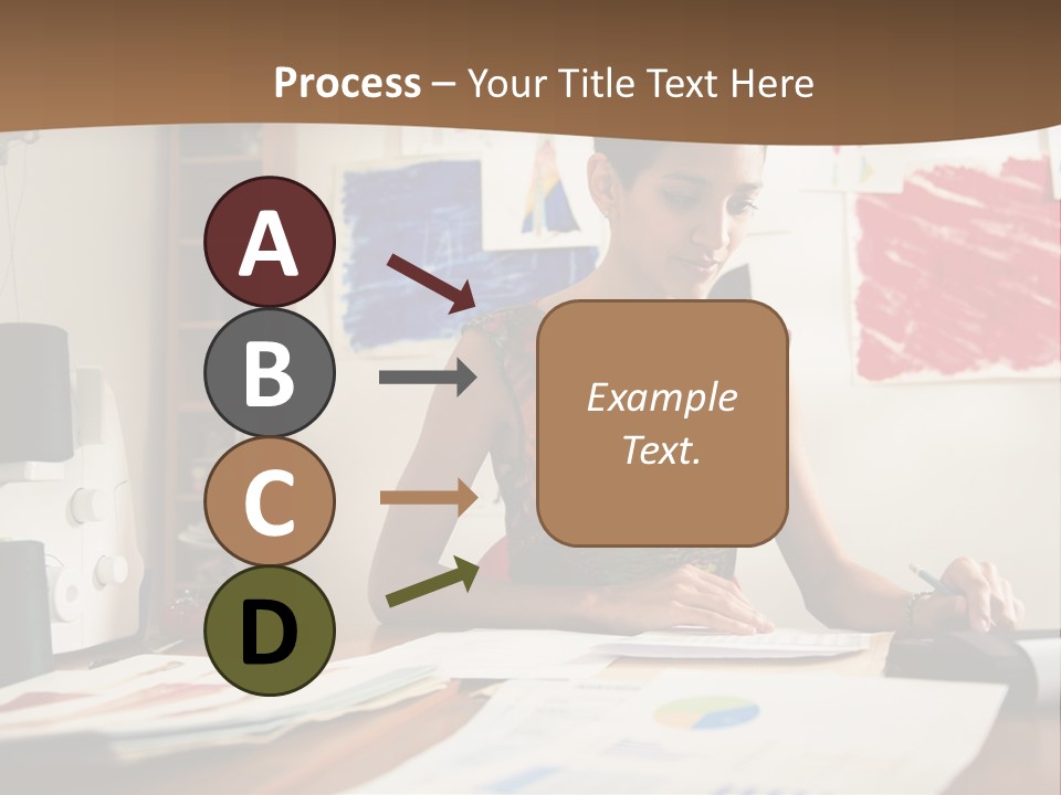A Woman Sitting At A Desk Writing On A Piece Of Paper PowerPoint Template