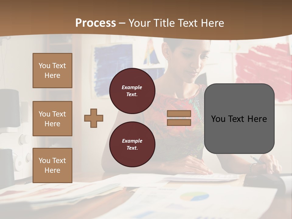 A Woman Sitting At A Desk Writing On A Piece Of Paper PowerPoint Template