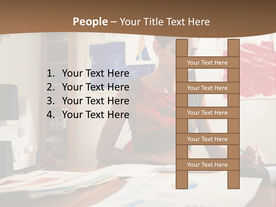 A Woman Sitting At A Desk Writing On A Piece Of Paper PowerPoint Template