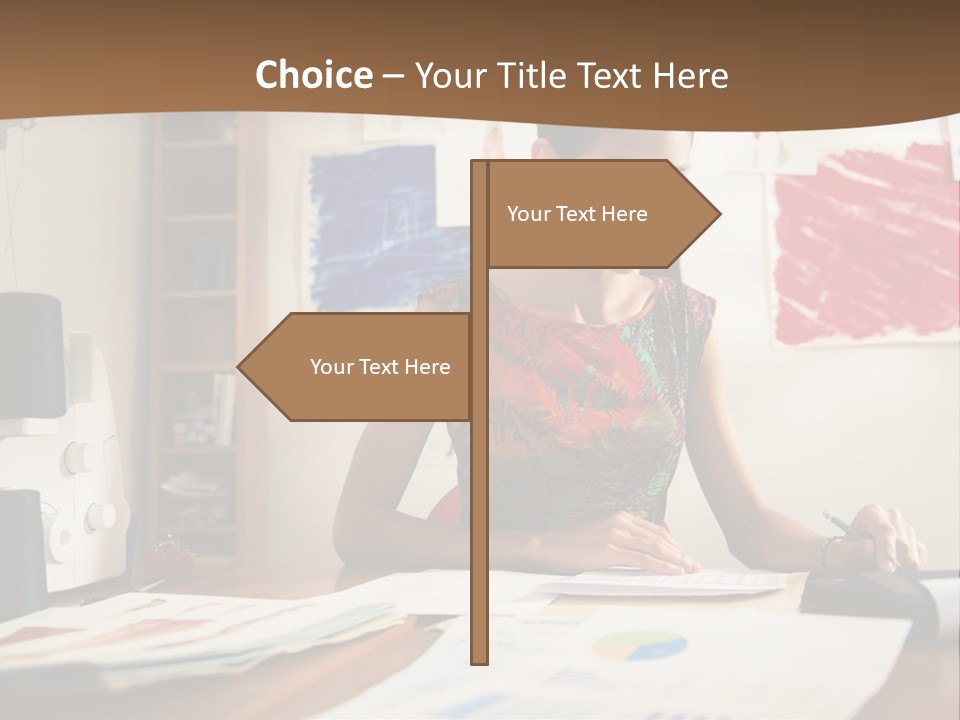 A Woman Sitting At A Desk Writing On A Piece Of Paper PowerPoint Template