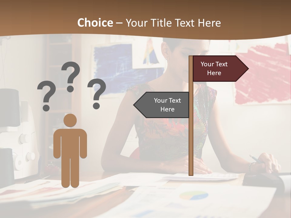 A Woman Sitting At A Desk Writing On A Piece Of Paper PowerPoint Template