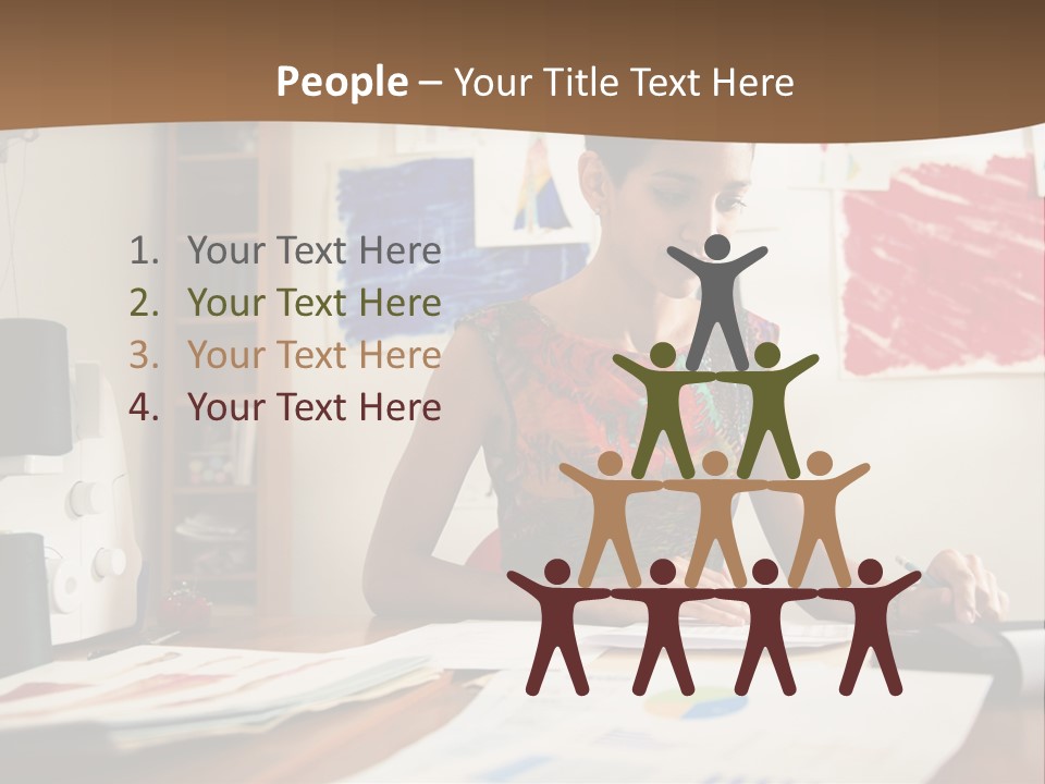 A Woman Sitting At A Desk Writing On A Piece Of Paper PowerPoint Template