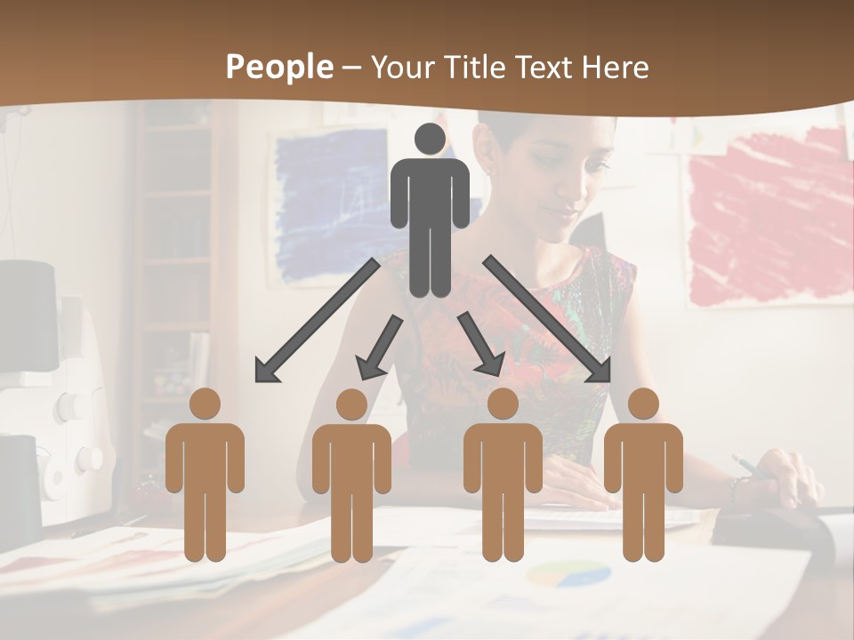 A Woman Sitting At A Desk Writing On A Piece Of Paper PowerPoint Template