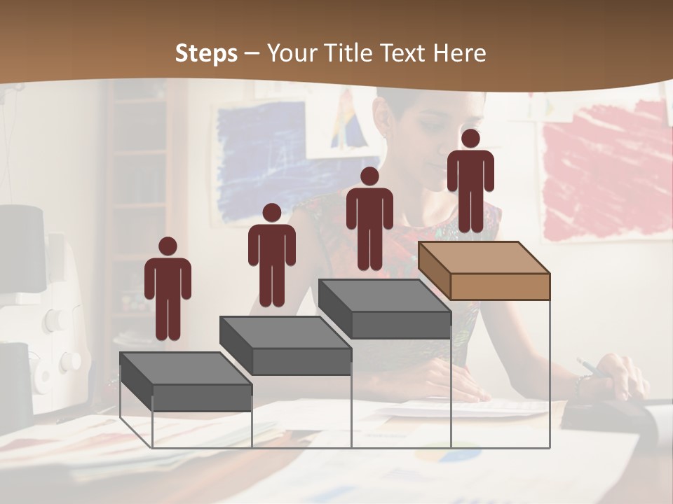 A Woman Sitting At A Desk Writing On A Piece Of Paper PowerPoint Template