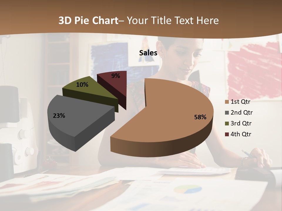 A Woman Sitting At A Desk Writing On A Piece Of Paper PowerPoint Template