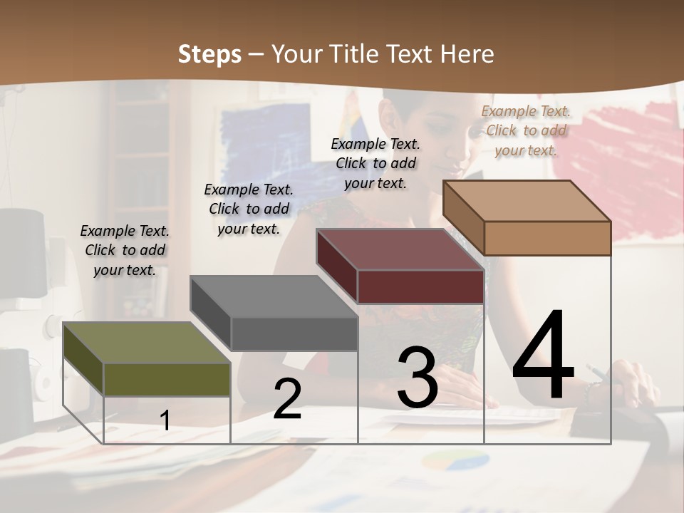 A Woman Sitting At A Desk Writing On A Piece Of Paper PowerPoint Template