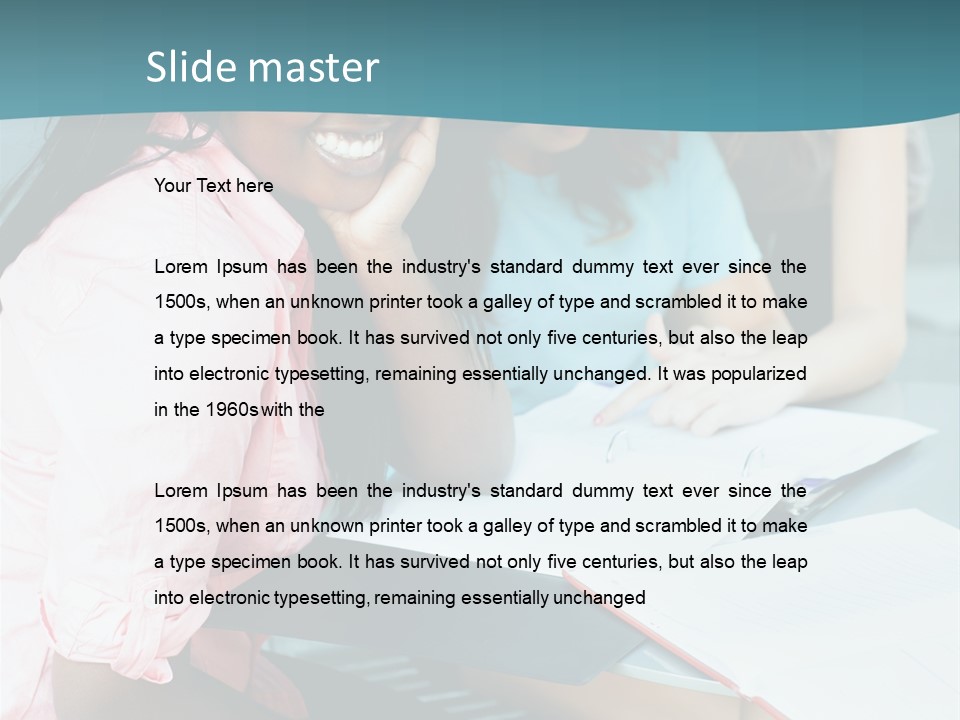 Cheerful Sitting Standing PowerPoint Template