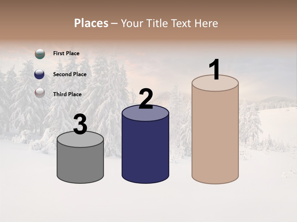 A Snowy Landscape With Trees In The Foreground And A Sunset In The Background PowerPoint Template