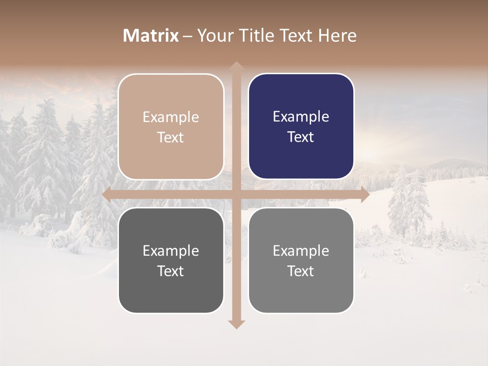 A Snowy Landscape With Trees In The Foreground And A Sunset In The Background PowerPoint Template