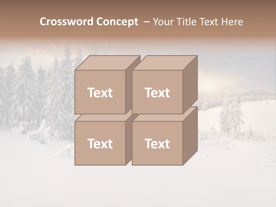 A Snowy Landscape With Trees In The Foreground And A Sunset In The Background PowerPoint Template